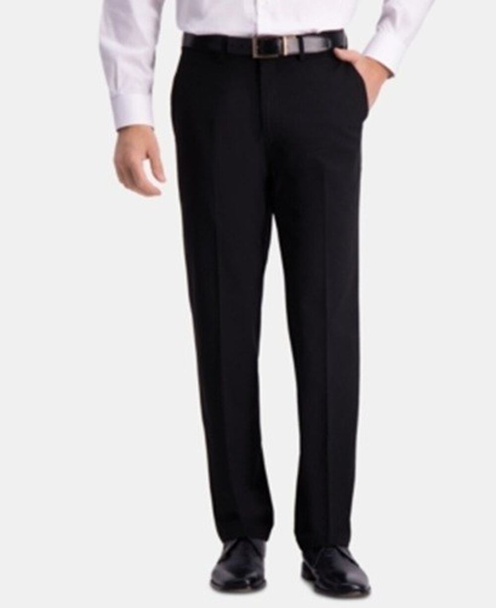 JM Haggar Premium Dress Pants 40x32 Black Straight Fit Flex Waist 4 Way Stretch